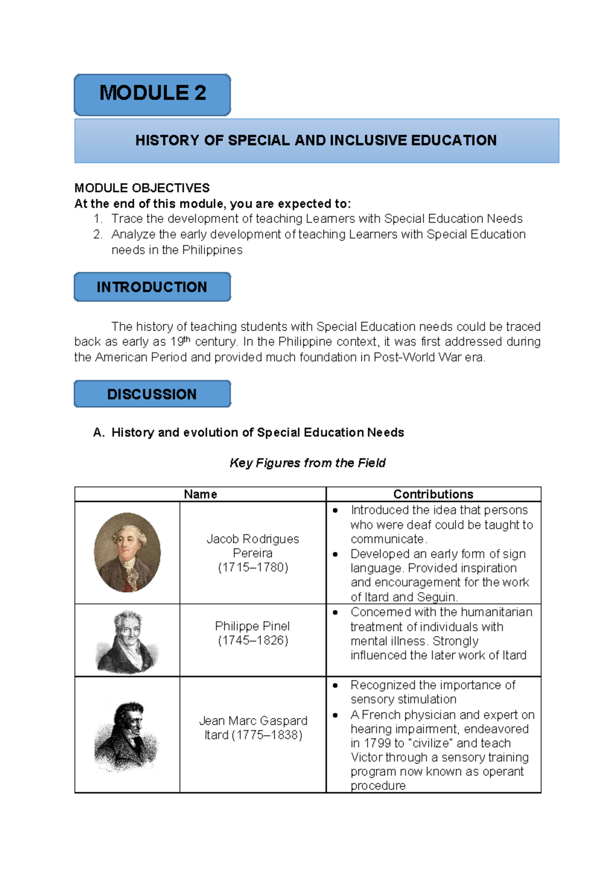 Module 2: History of Special and Inclusive Education in the Philippines ...