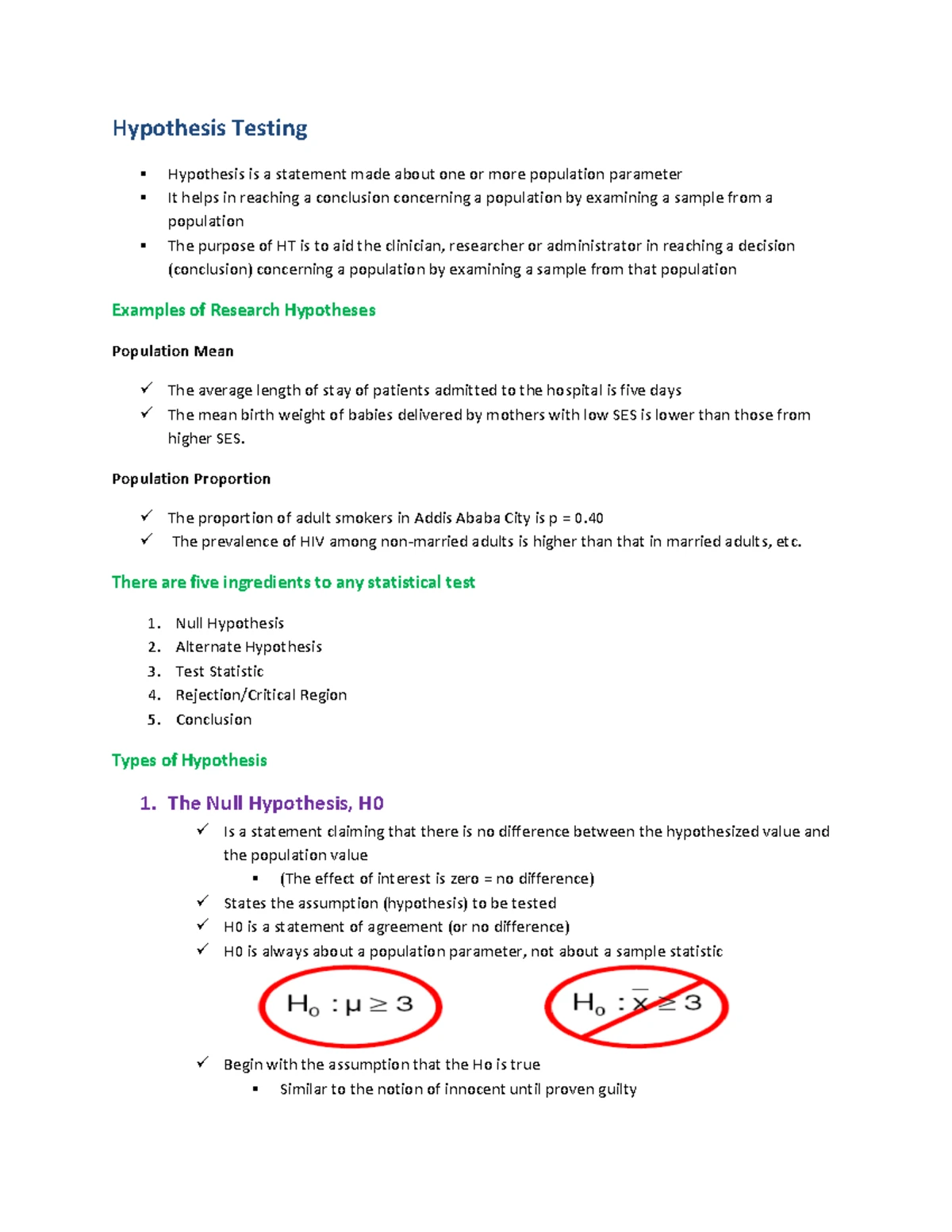 Estimation and Hypothesis Testing in Inferential Statistics - Studocu