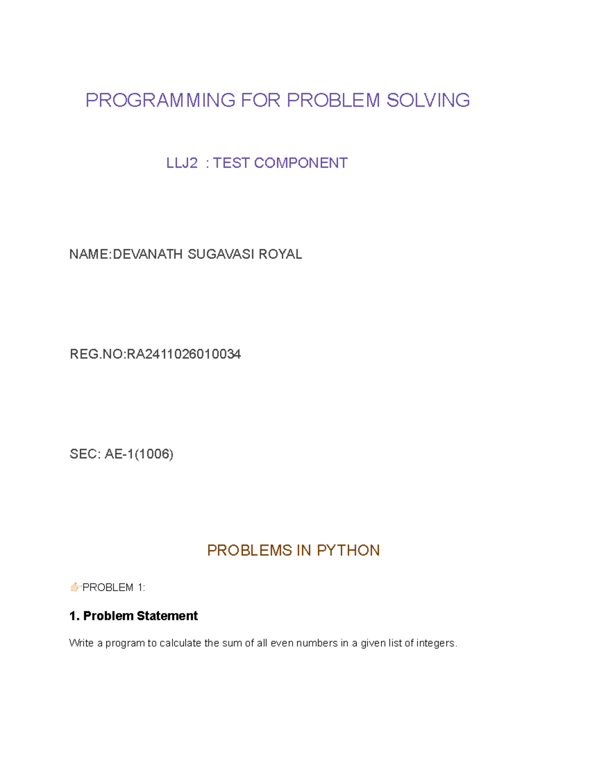 Refute TEST IN Python CODE - PROGRAMMING FOR PROBLEM SOLVING LLJ2 ...