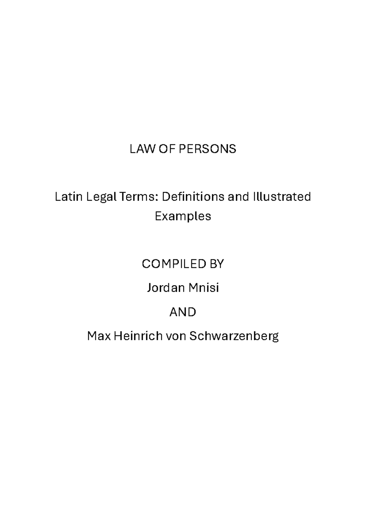 LAW OF PERSONS: Latin Legal Terms Definitions & Examples - Studocu