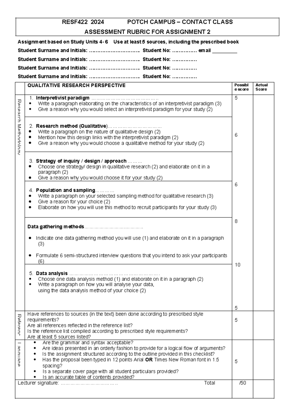 RESF422 Assignment 2: Qualitative Research Methodology Guide - Studocu