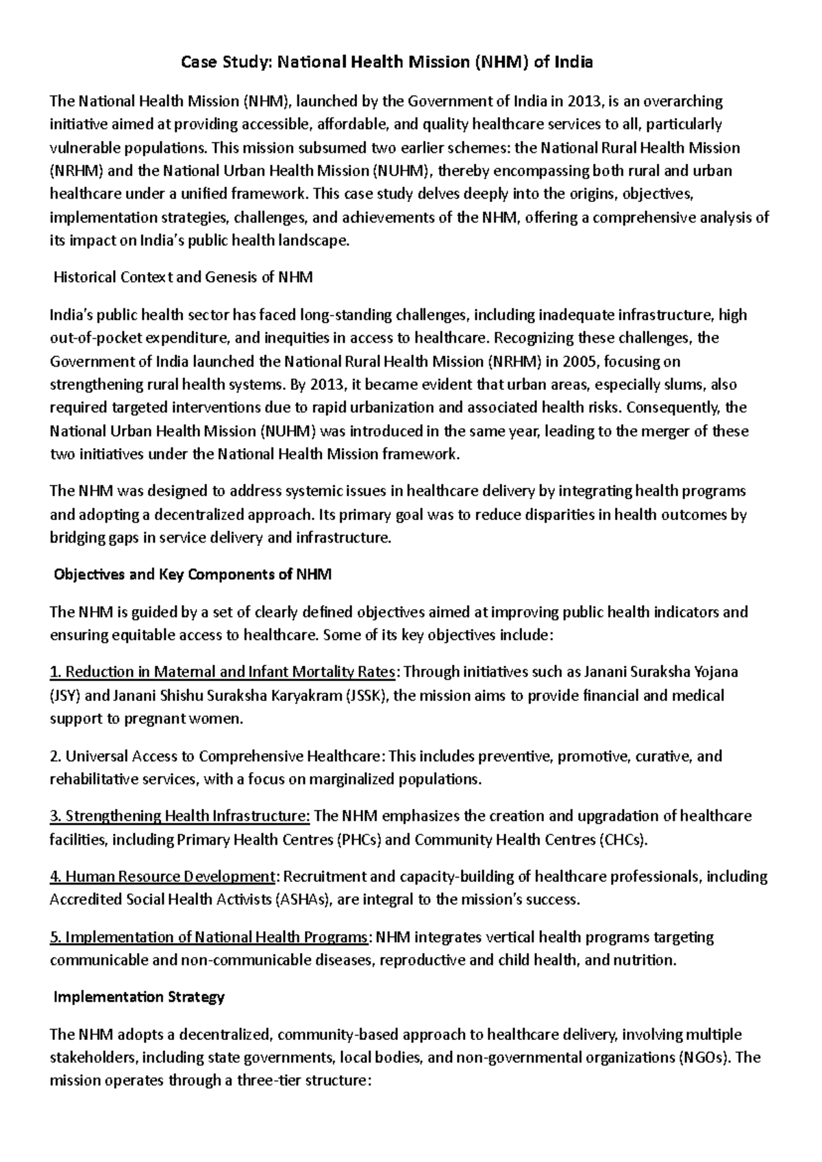 Case Study: National Health Mission (NHM) of India - An In-Depth ...