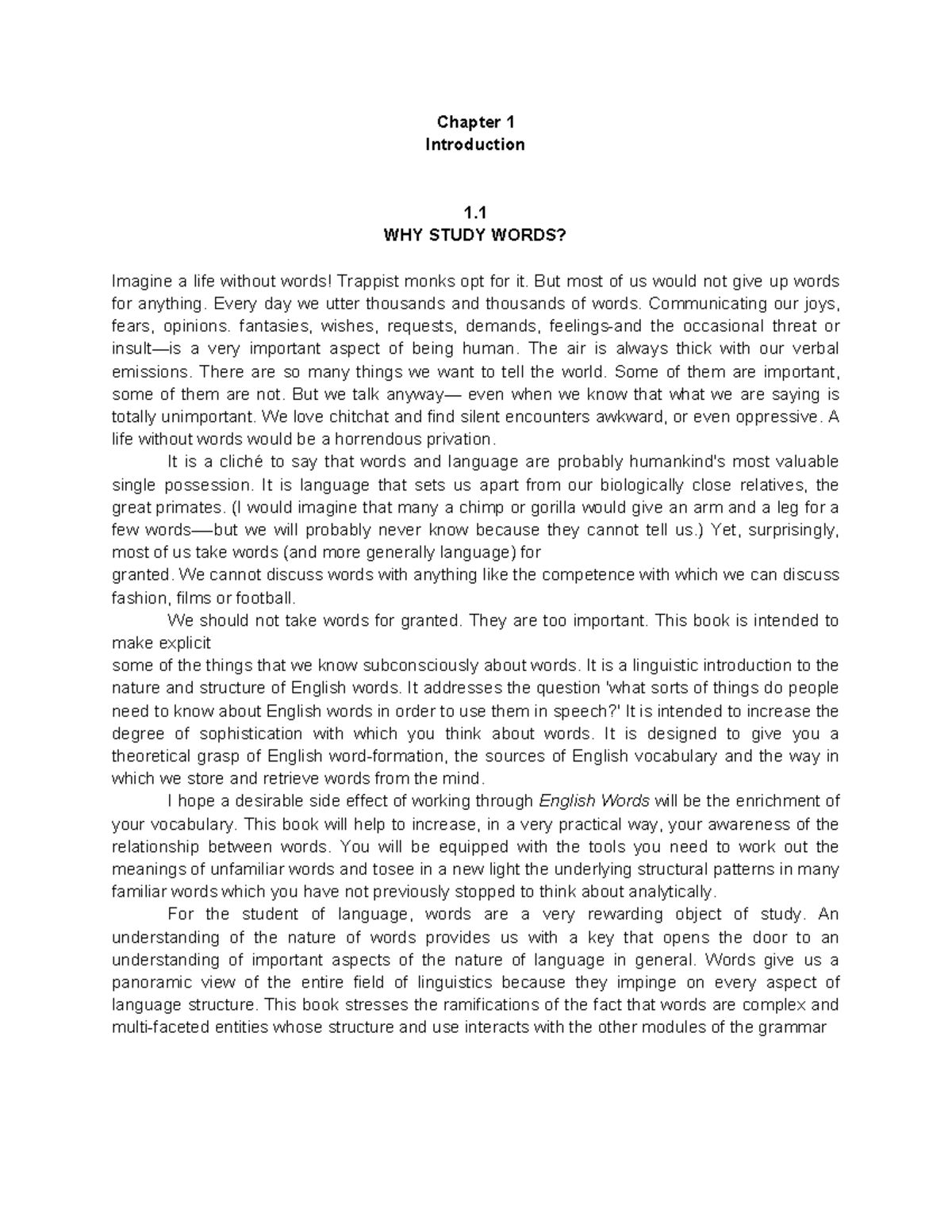 Chapter 1: Introduction to the Study of English Words (ENG 101) - Studocu