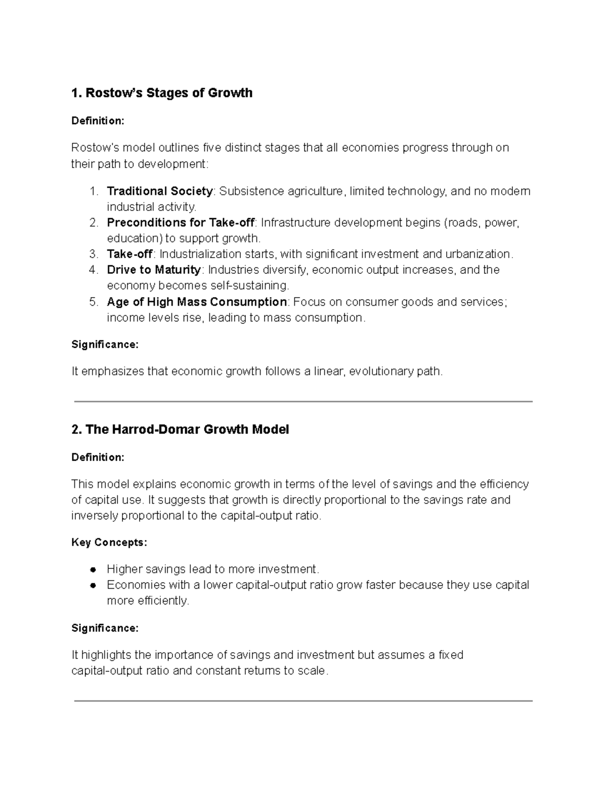 Rostow's Stages of Growth and Economic Development Models (DE 101 ...