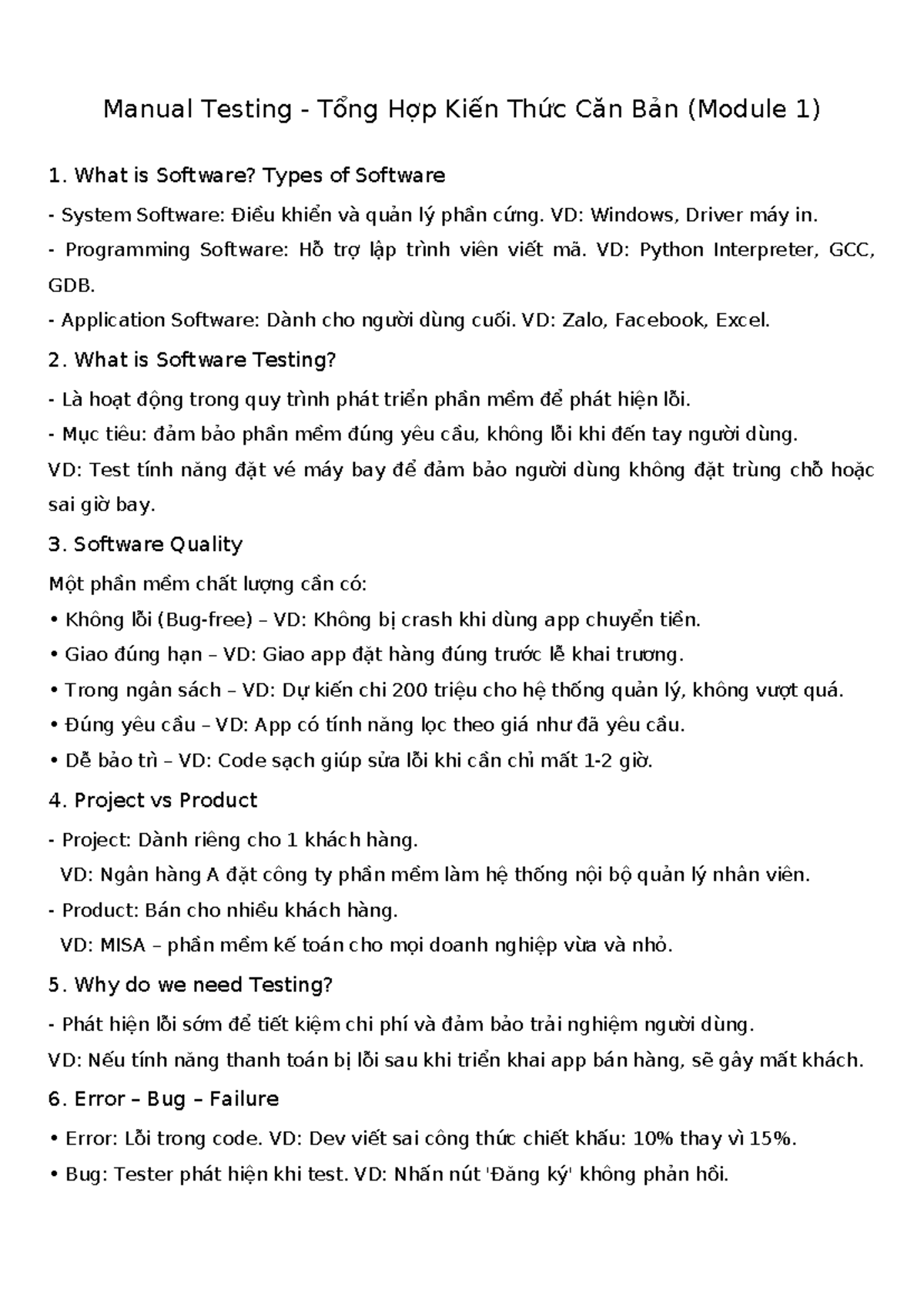 Tổng Hợp Kiến Thức Căn Bản Về Manual Testing - Module 1 - Studocu