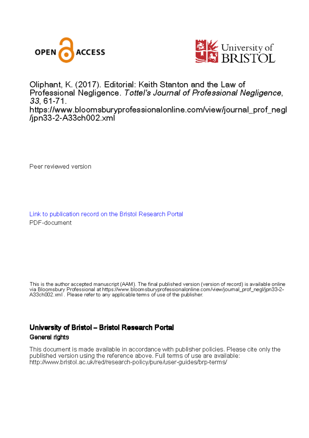 AAM 2017: Festschrift Introduction for Keith Stanton on Professional ...