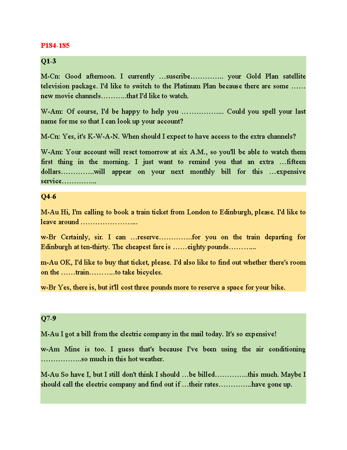 TEST 1 - PART 3: BÀI TẬP TIẾNG ANH - Listening Exercises - Studocu