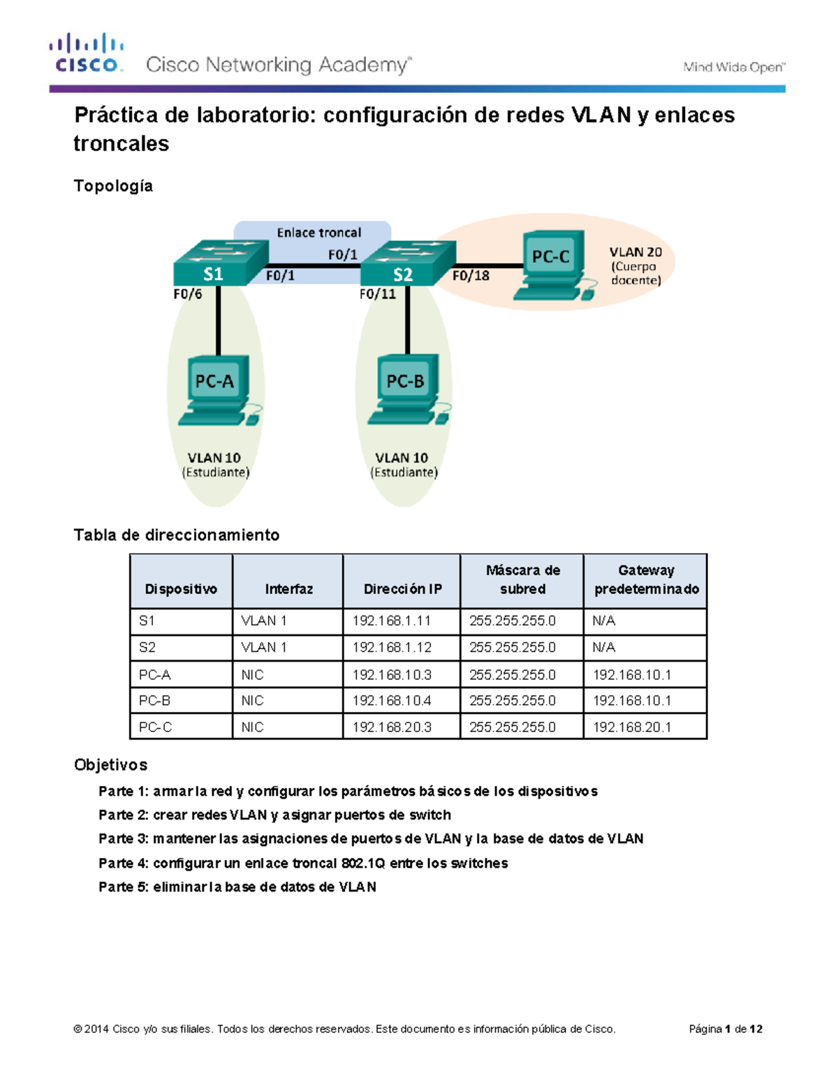 3.2.2.5 Lab: Configuración de VLANs y Enlaces Troncales en Switches ...