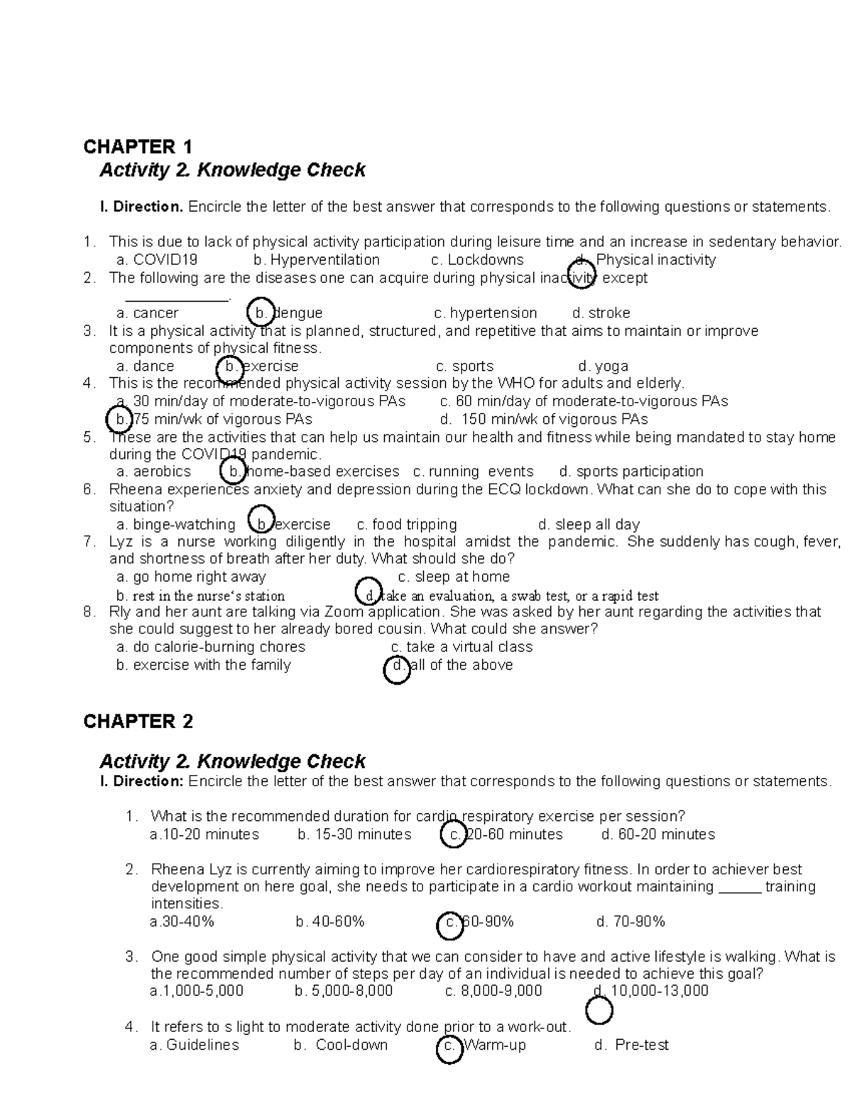 physical fitness and self- testing activities ASS #2 - Bachelor of ...