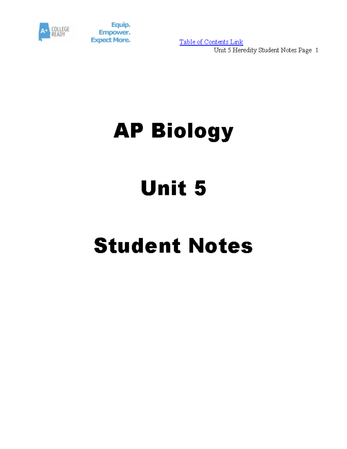 AP Biology Unit 5 Final Exam Heredity Student Notes and Guide - Studocu