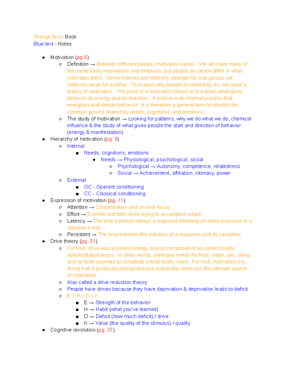 Motivation Theories and Brain Functions - Lecture Notes - Studocu