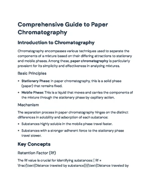 Paper Chromatography - Study Notes & Assignments - Studocu