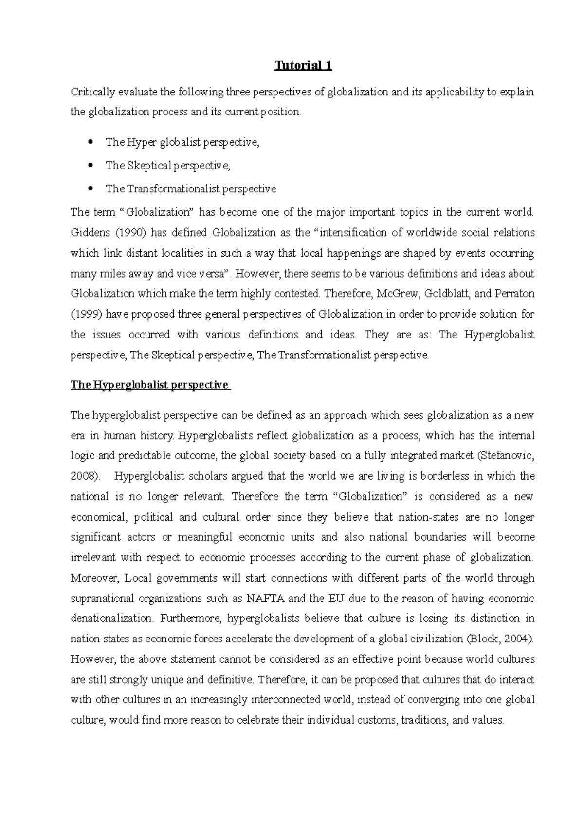 Globalization Tutorial 01 Evaluating Key Perspectives On Globalization