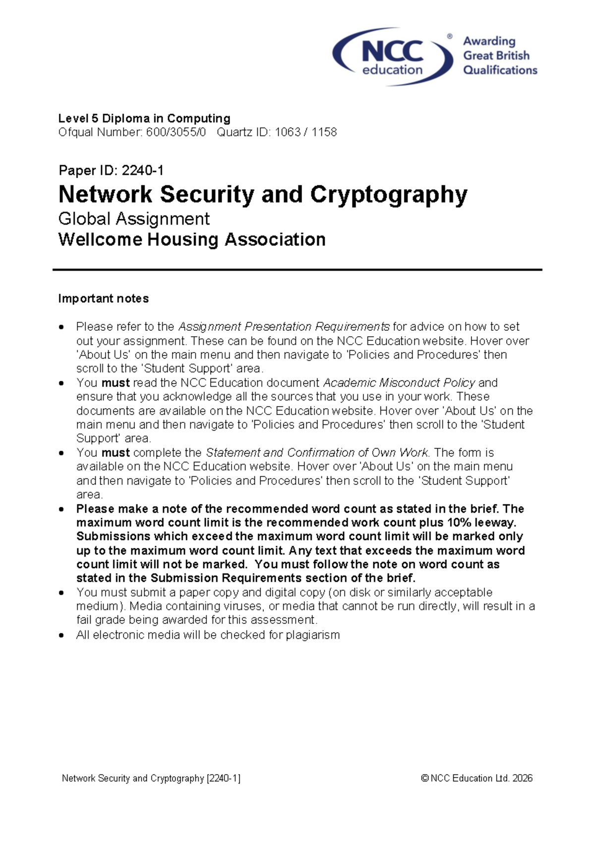 L5DC - Network Security & Cryptography - Global Assignment 2026 - Studocu