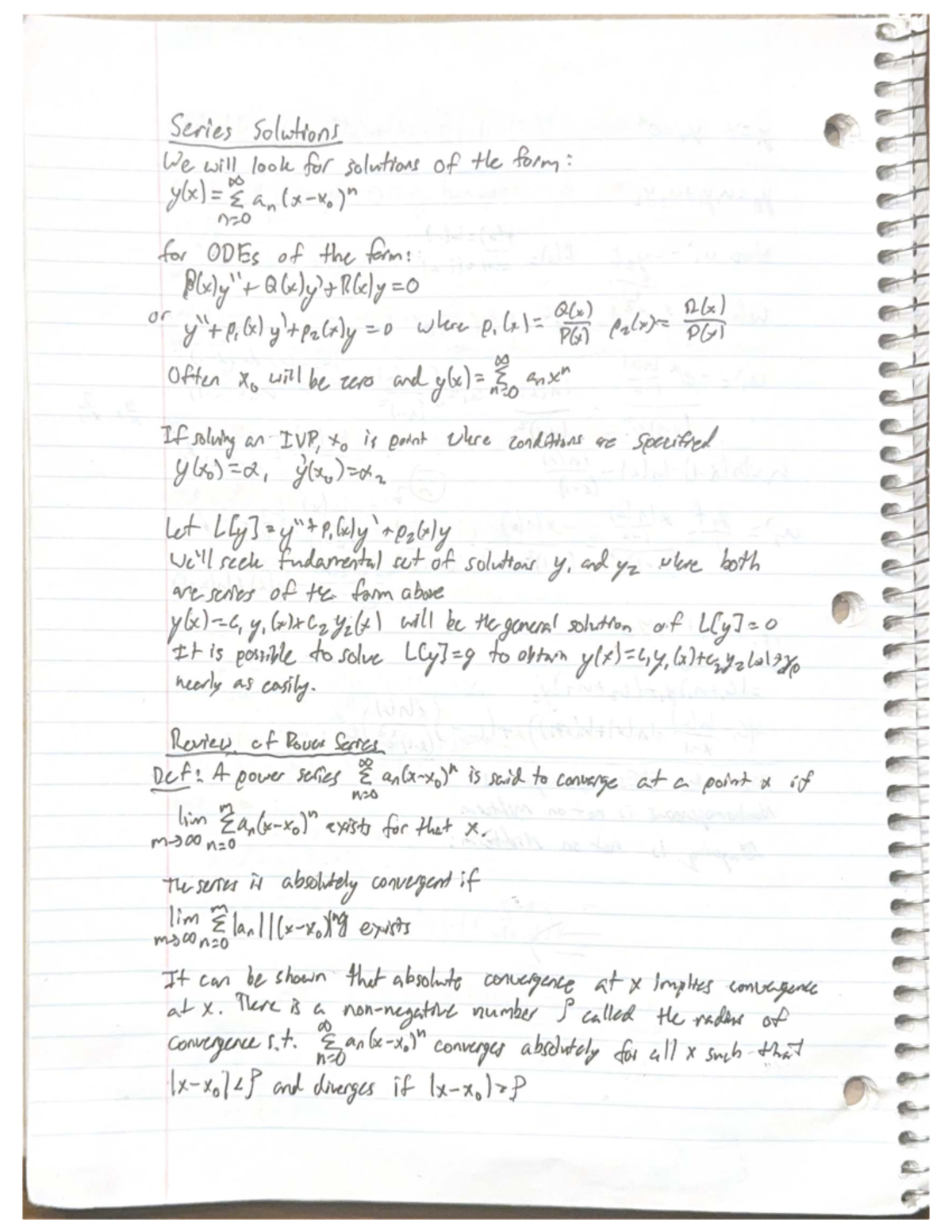 263 Series Solutions and Power Series Convergence Notes - Studocu