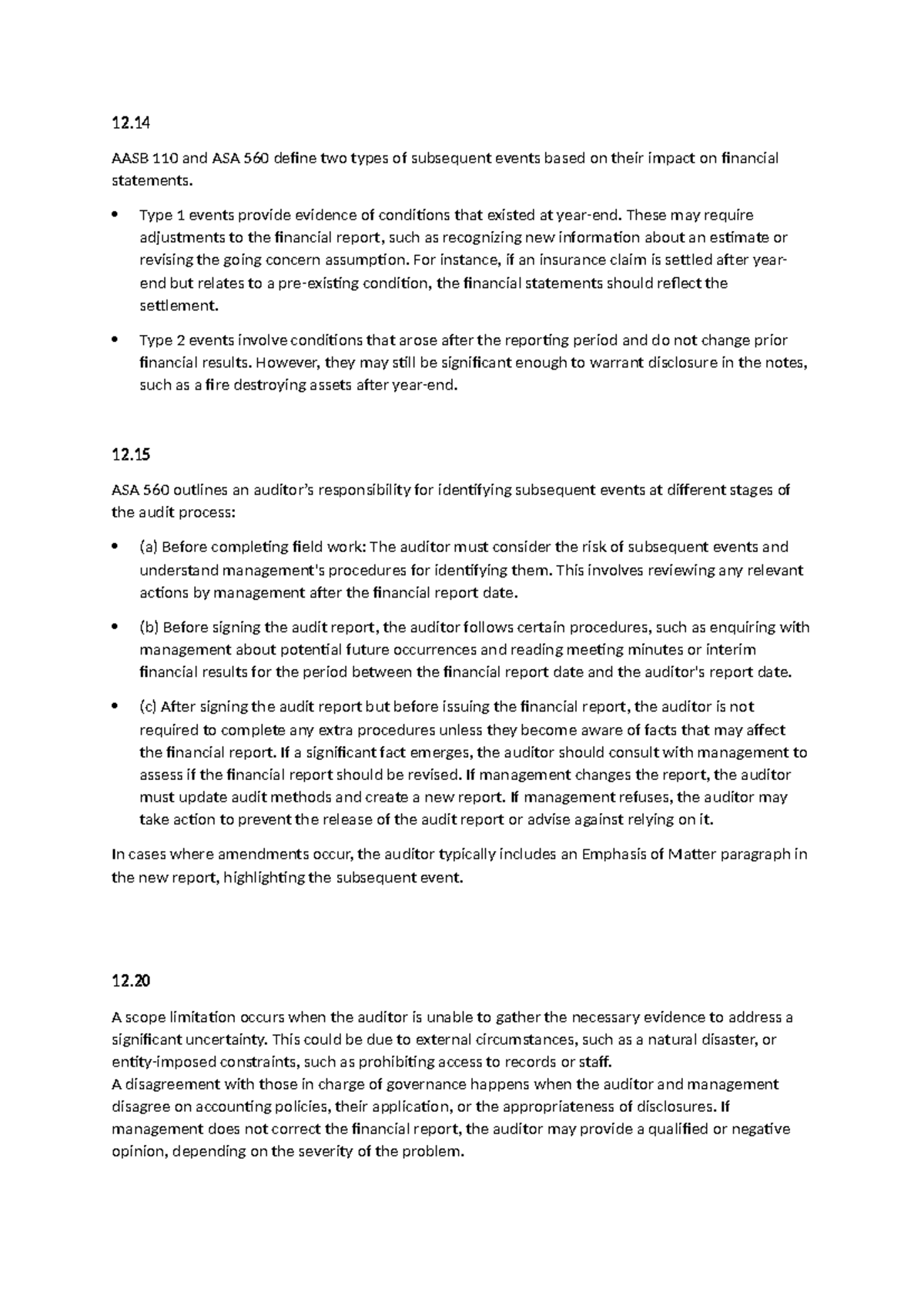 AASB 110 and ASA 560: Understanding Subsequent Events (Portfolio Wk 13 ...
