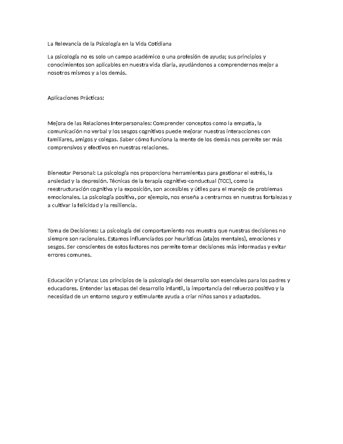 La Psicología en la Vida Cotidiana: Aplicaciones Prácticas y Beneficios ...