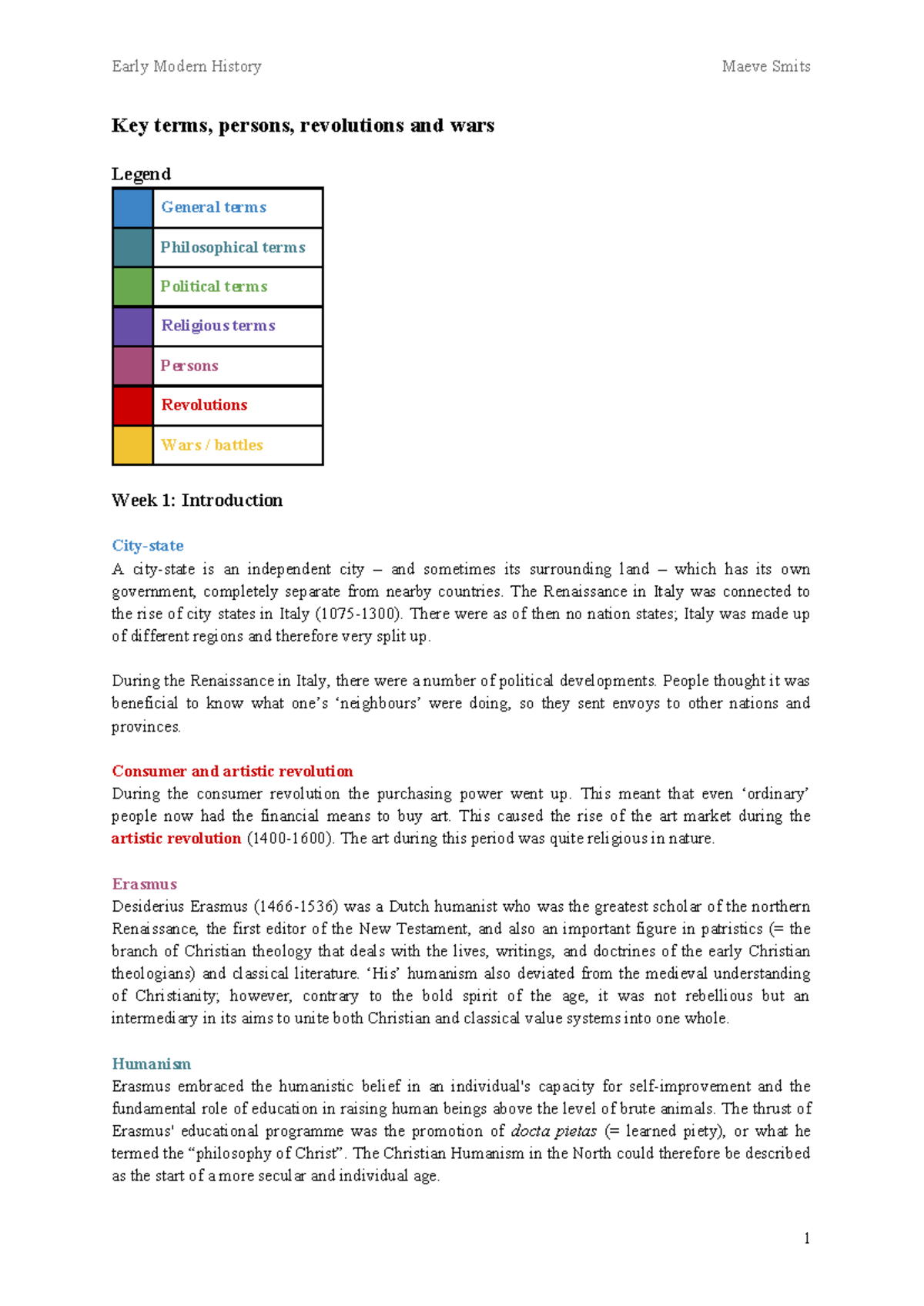 Early Modern History (HIST 101) Key Terms and Concepts Overview ...