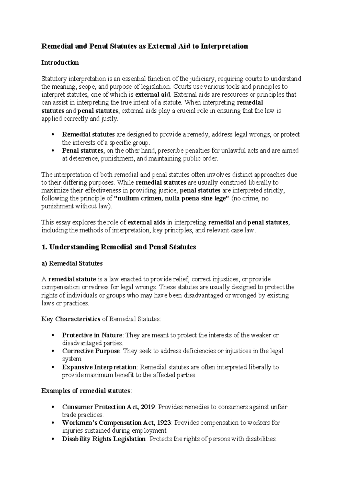 Remedial and Penal Statutes: External Aids to Statutory Interpretation ...