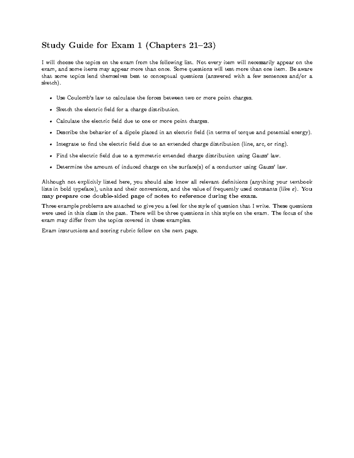 Exam 1 Study Guide: Key Topics and Concepts for Review - Studocu