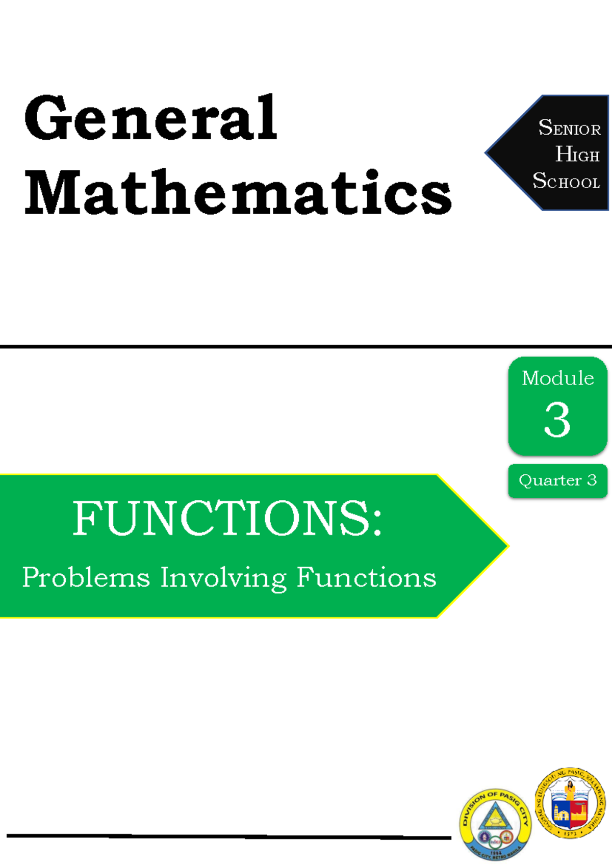 GEN MATH Q3 M2 - Functions: Problems Involving Functions Module - Studocu