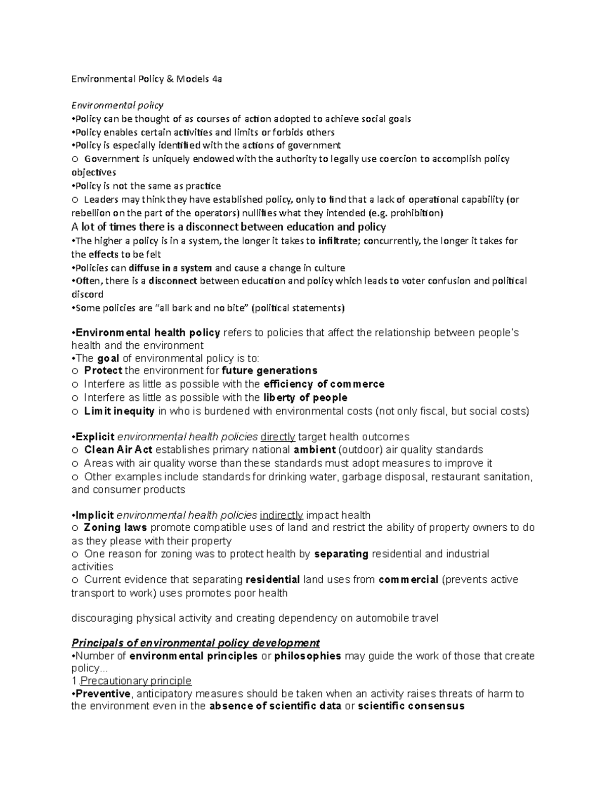 Module 4a Environmental Policy - Environmental Policy & Models 4a ...