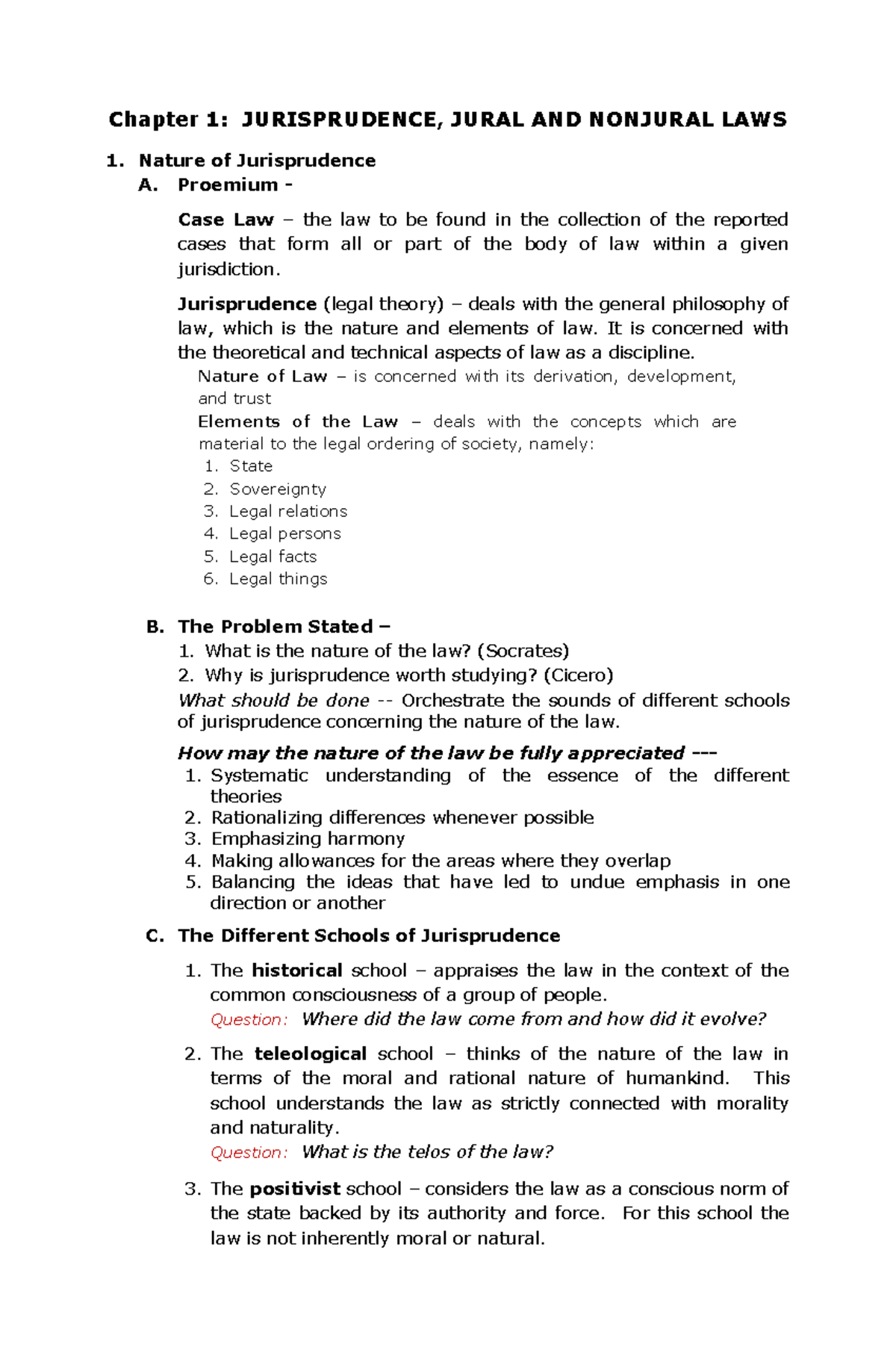 Chapter 1: Jurisprudence and the Nature of Law (Course Code: LAW101 ...