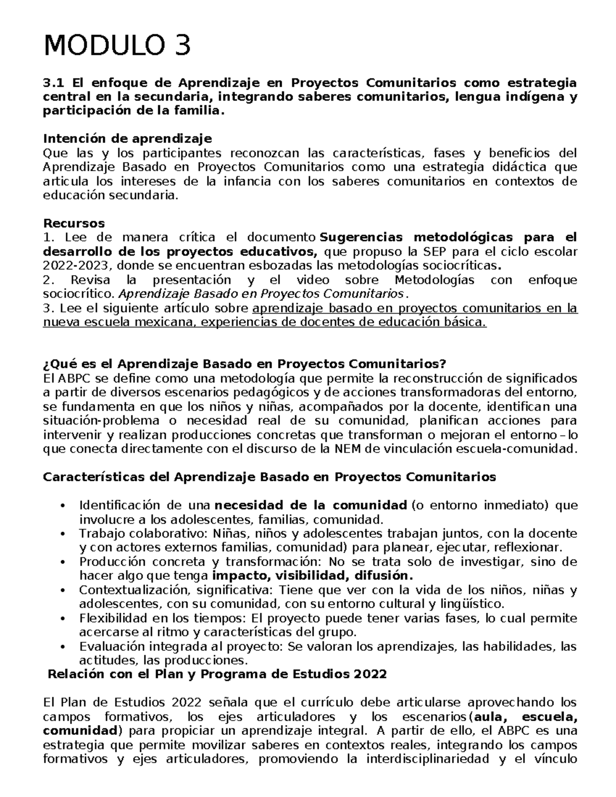 Modulo 3 - Aprendizaje Basado en Proyectos Comunitarios en Secundaria ...