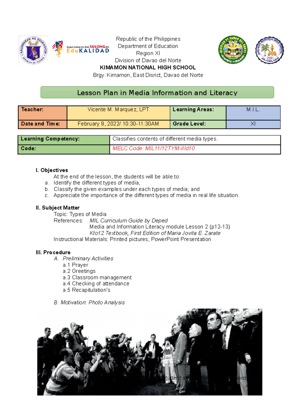 Detailed Lesson Plan Conditionals - A DETAILED LESSON PLAN IN ENGLISH 9 ...