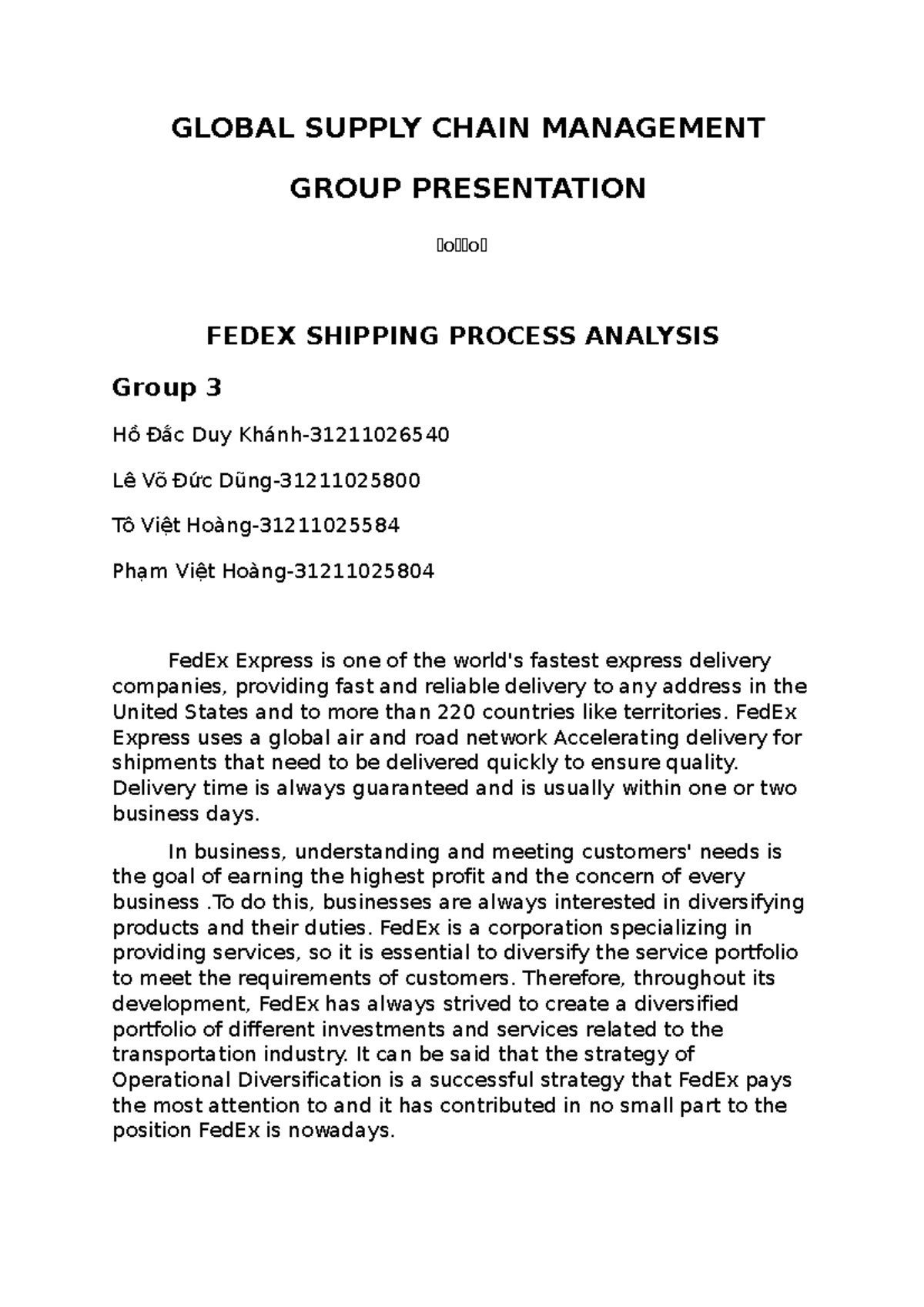 FedEx Shipping Process Analysis: Strategic Diversification Insights ...
