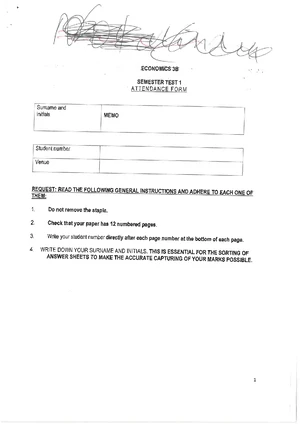 ECO 3B Paper B - Attendance Form & Exam Instructions - Studocu