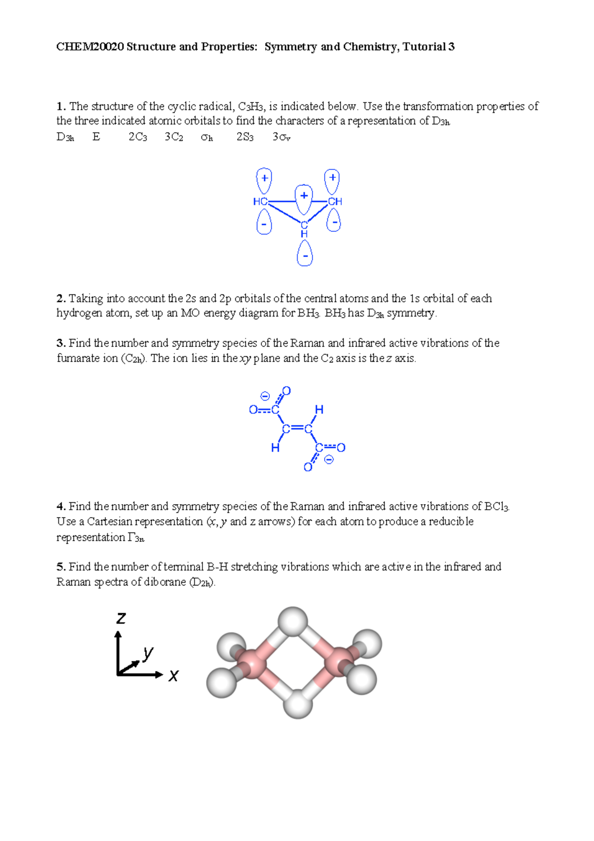 CHEM20020 Tutorial 3 Notes on Symmetry and Molecular Properties - Studocu
