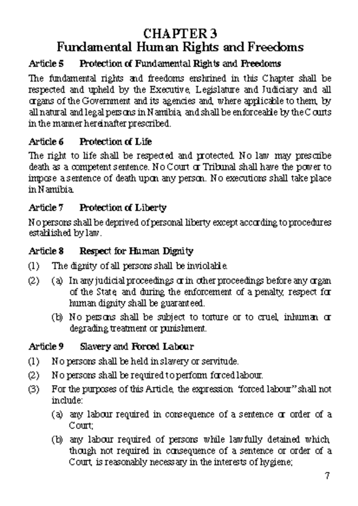 Domestic Perspective on Chapter 3 of the Constitution: Human Rights ...