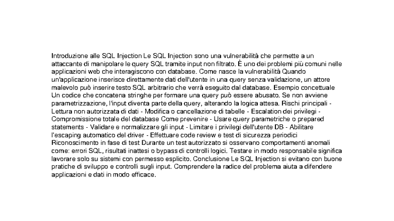 Sql injection lesson - Introduzione alle SQL Injection Le SQL Injection ...