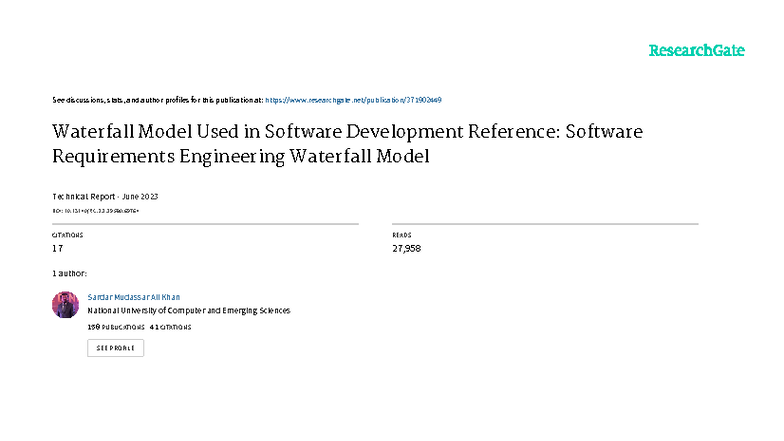 11-Technical Report: Waterfall Model in Software Development - Studocu