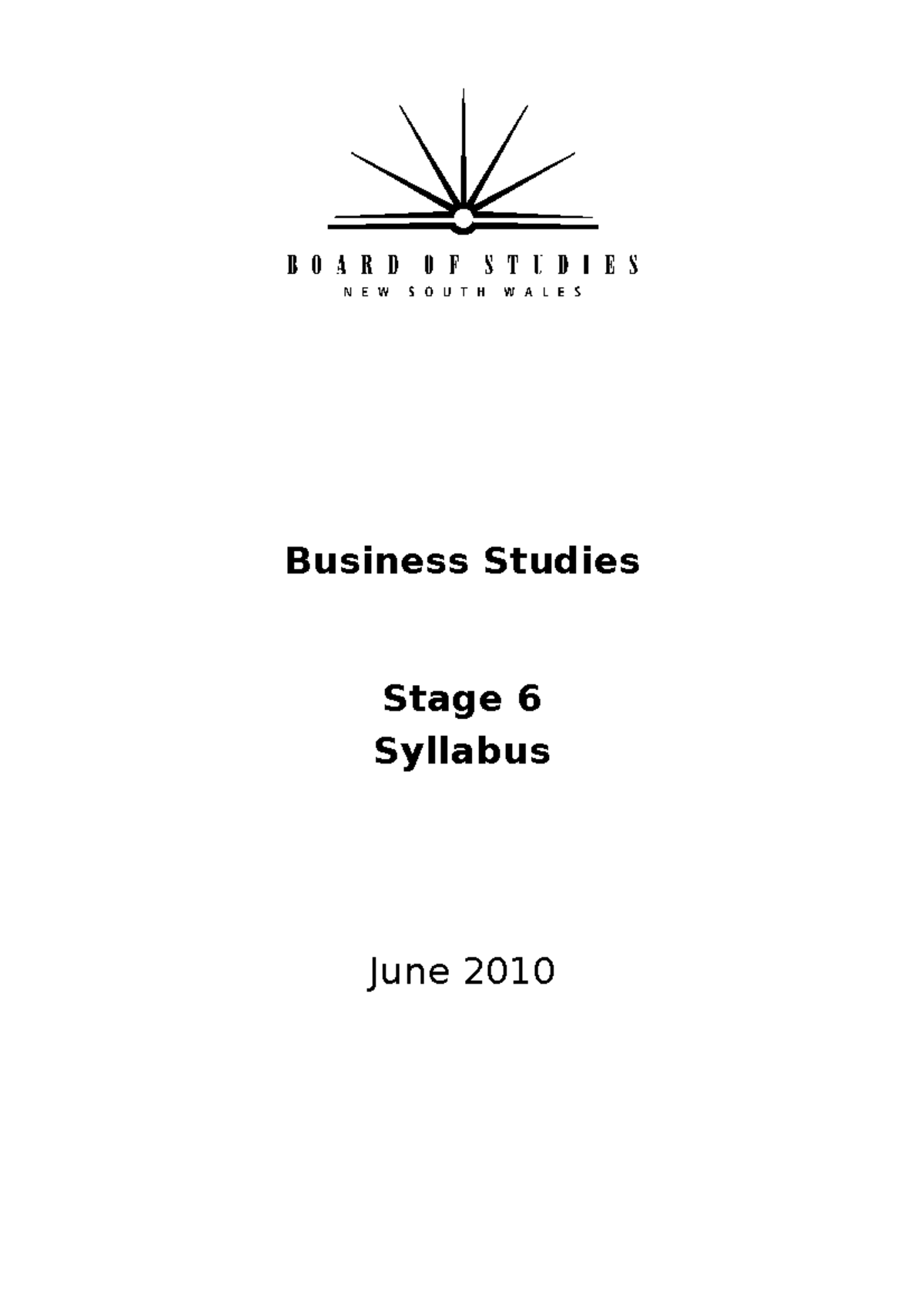Syllabus cloze passage - Business Studies Stage 6 Syllabus June 2010 ...