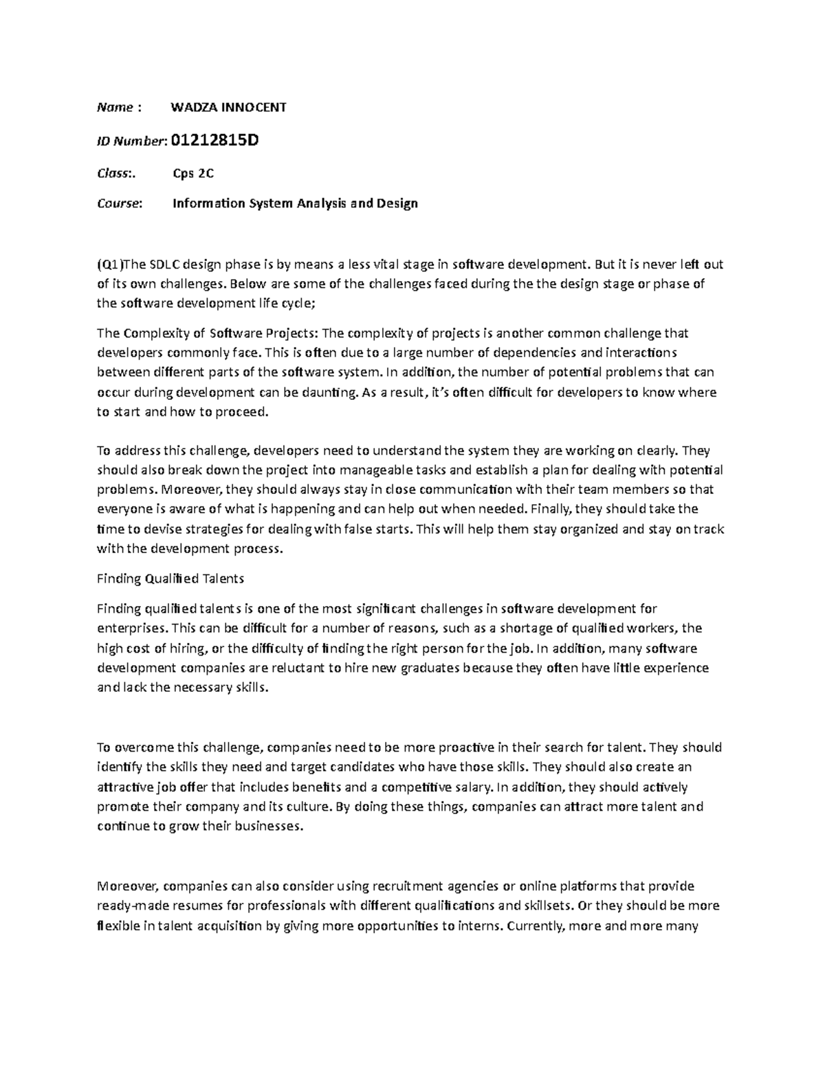 CPS 2C: Challenges in Software Development Life Cycle Design Phase ...