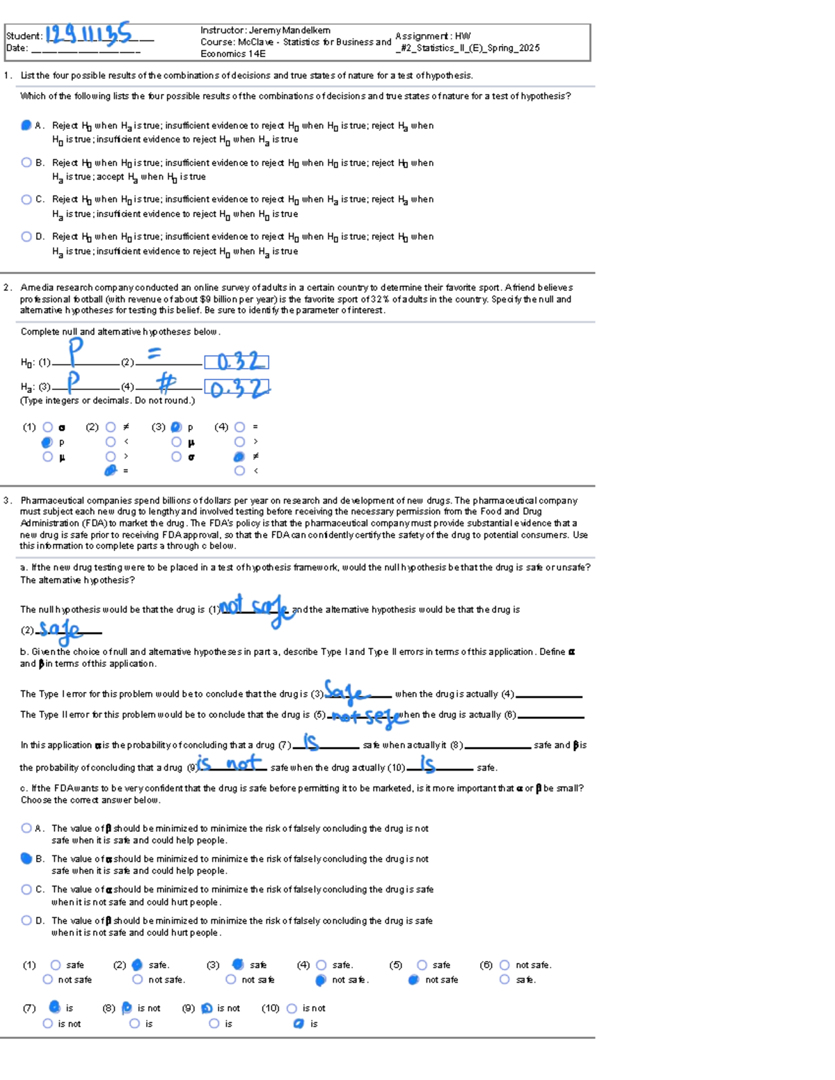 Statistics for business and economics 14E: Homework assignment notes ...