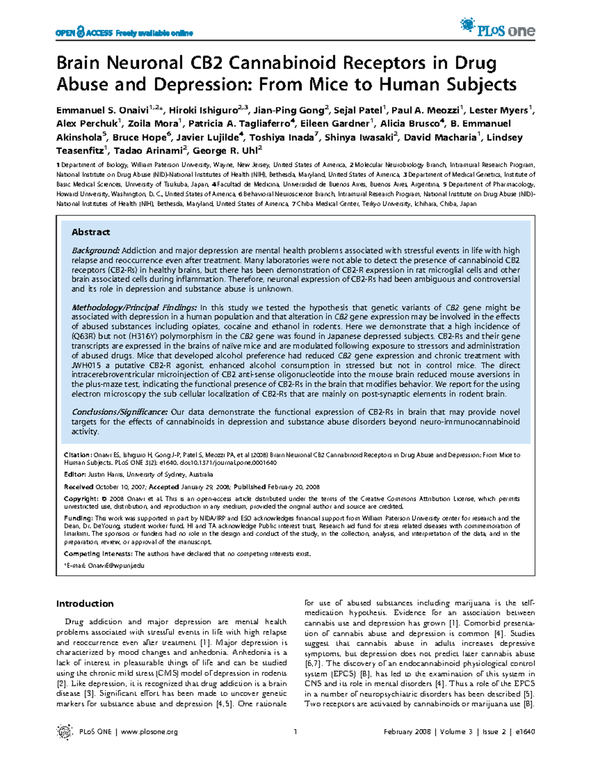 Final Exam: Brain Neuronal CB2 Cannabinoid Receptors in Drug Abuse and ...