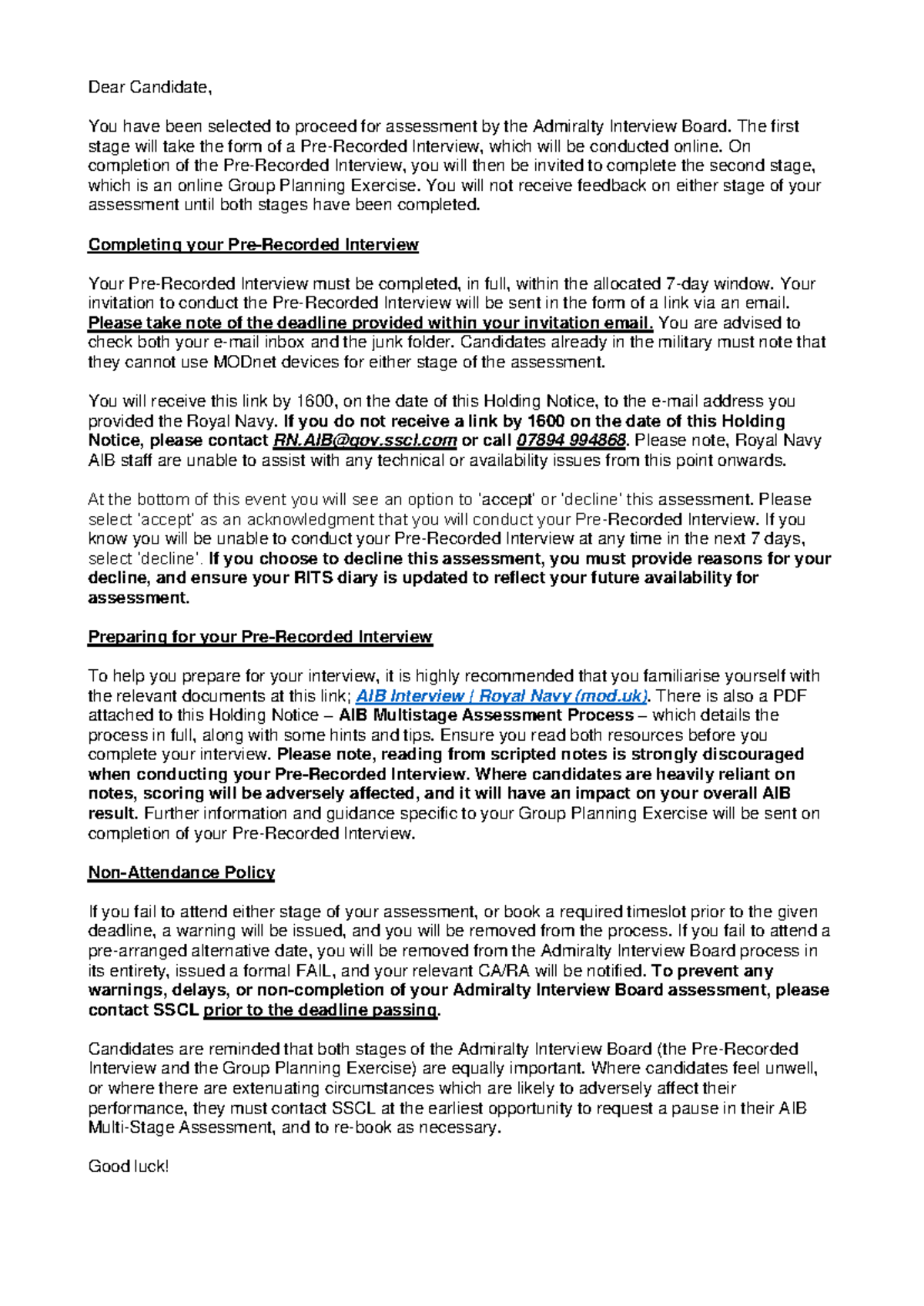 AIB Candidate Assessment Guide DOC-69001: Interview & Planning Tips ...