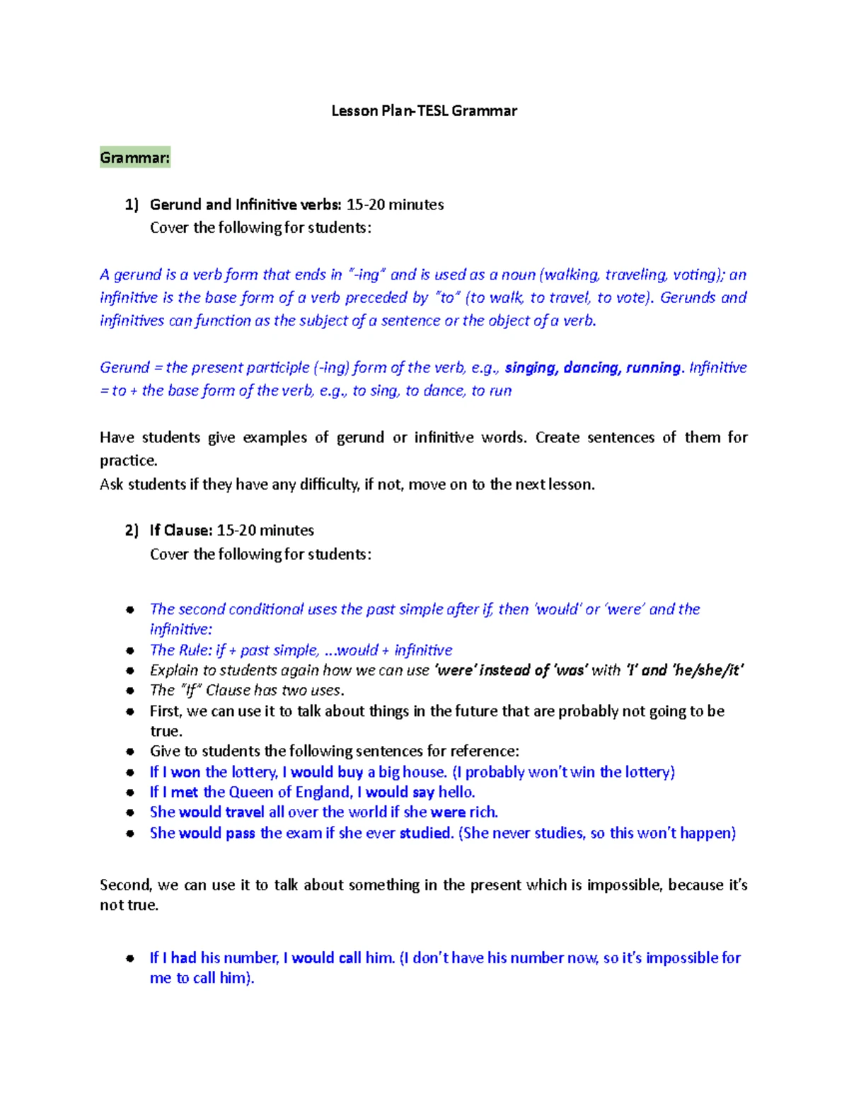 PC #3 Lesson Plan for ESL: Engaging Food Preferences Activities - Studocu