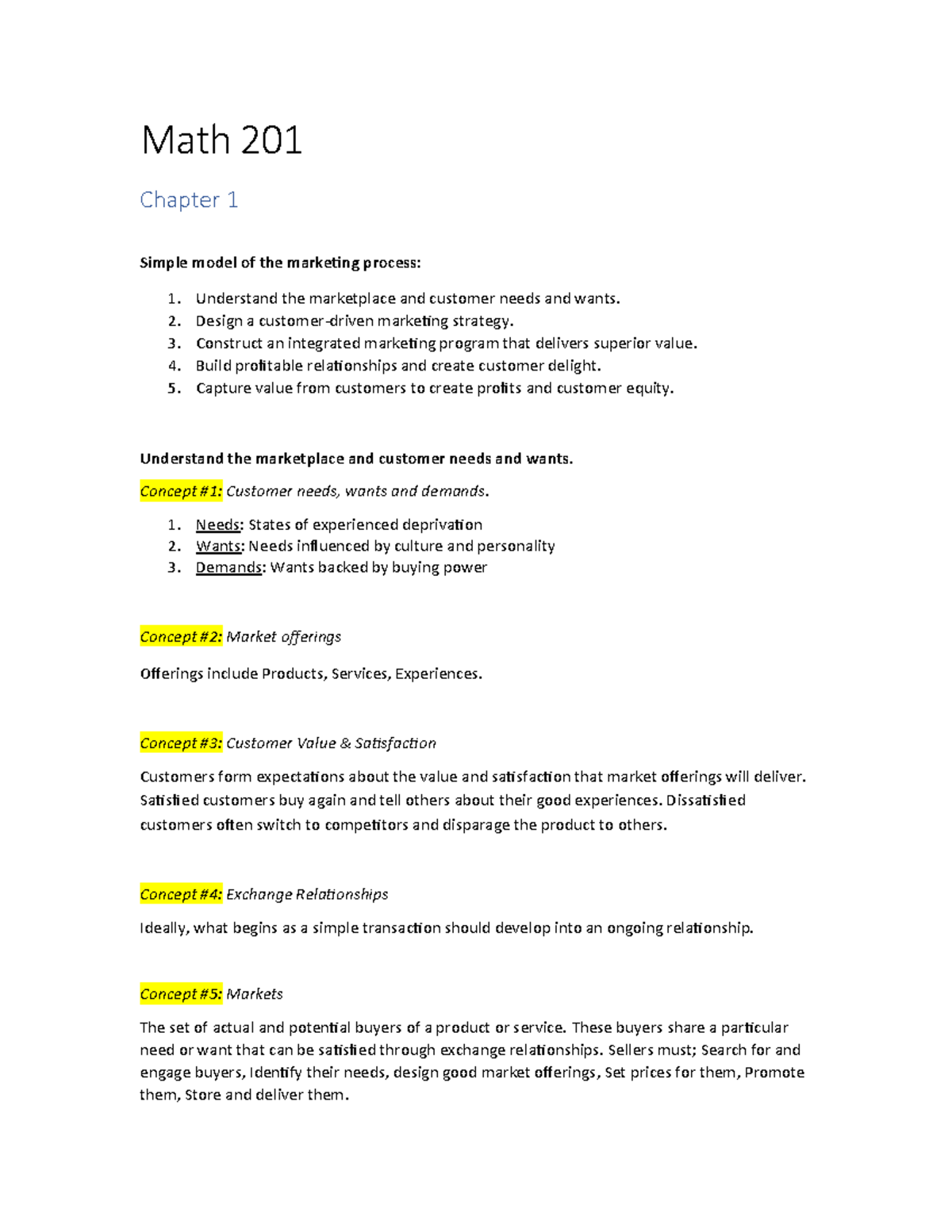 Marketing 201 Final Exam Study Plan: Key Concepts & Strategies - Studocu