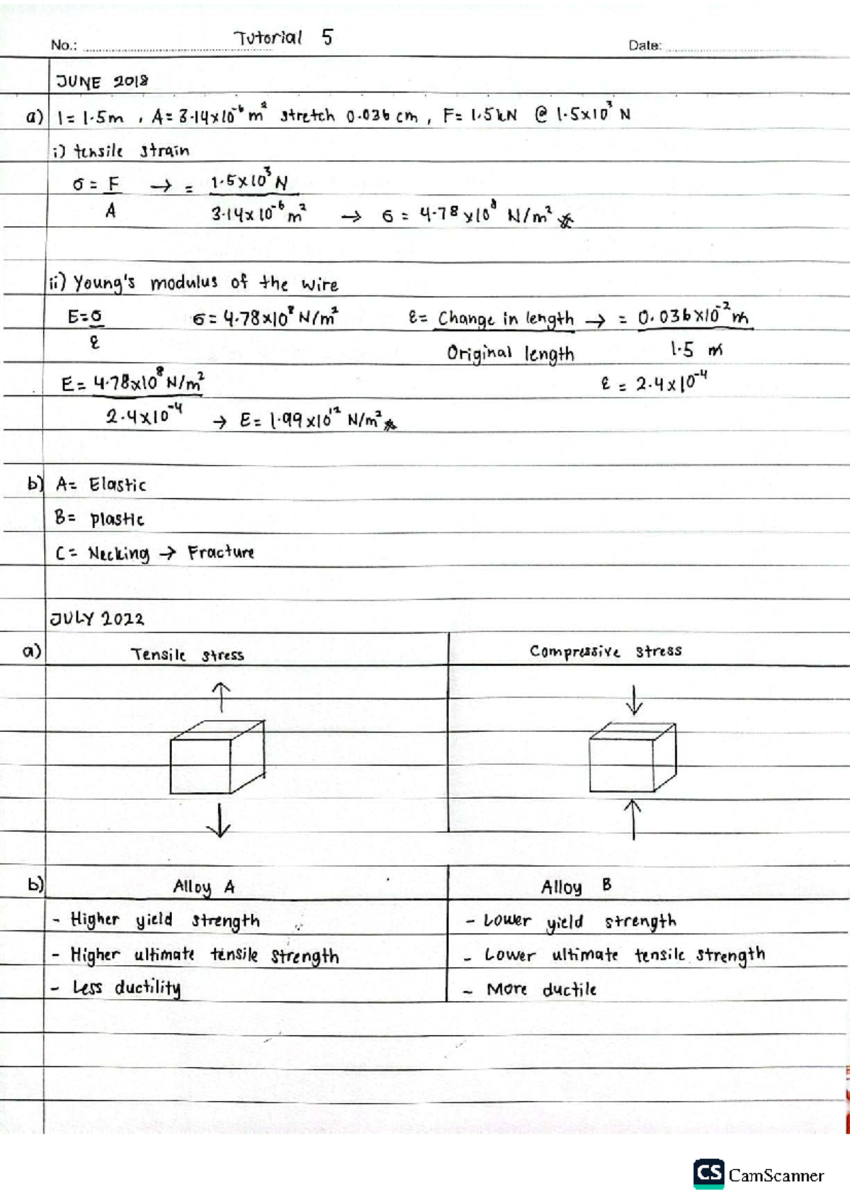 Tutorial 5: Stress and Strain Analysis in Materials (PHY351) - Studocu