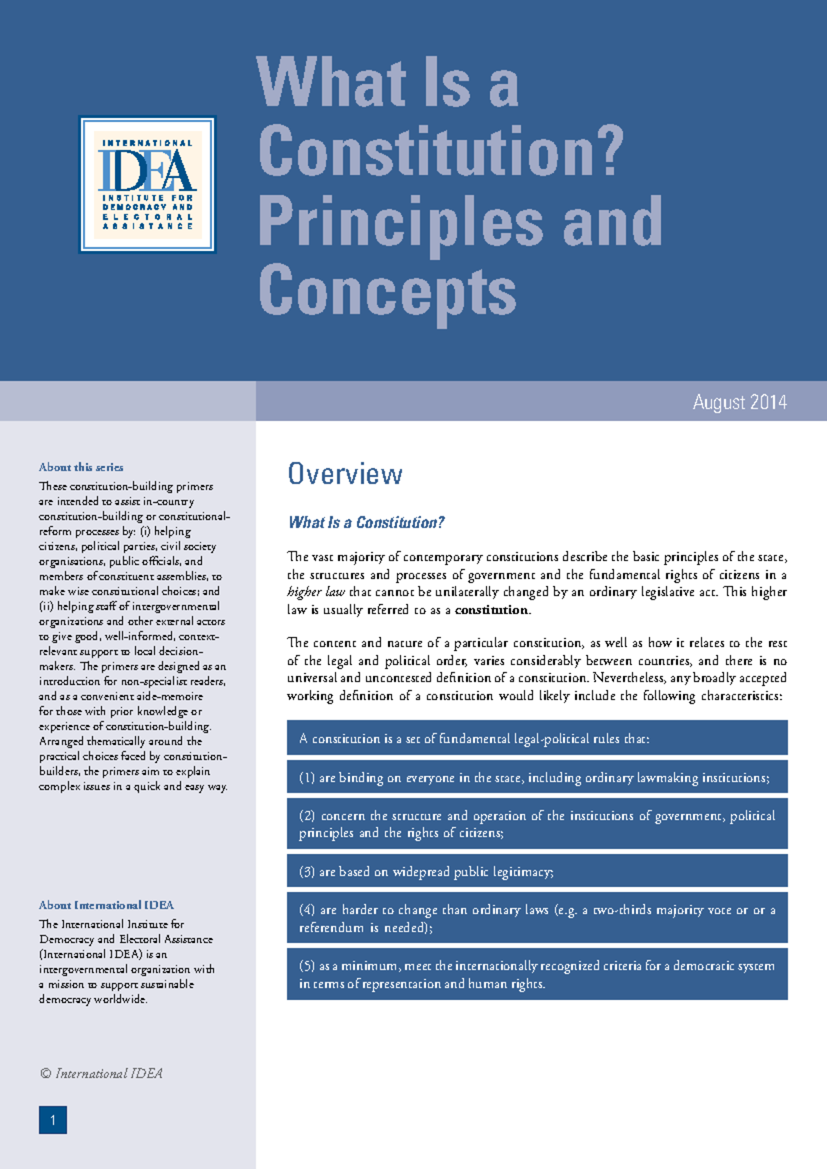 Lecture Notes: Constitutional Law Concepts and Principles (Class 2 ...