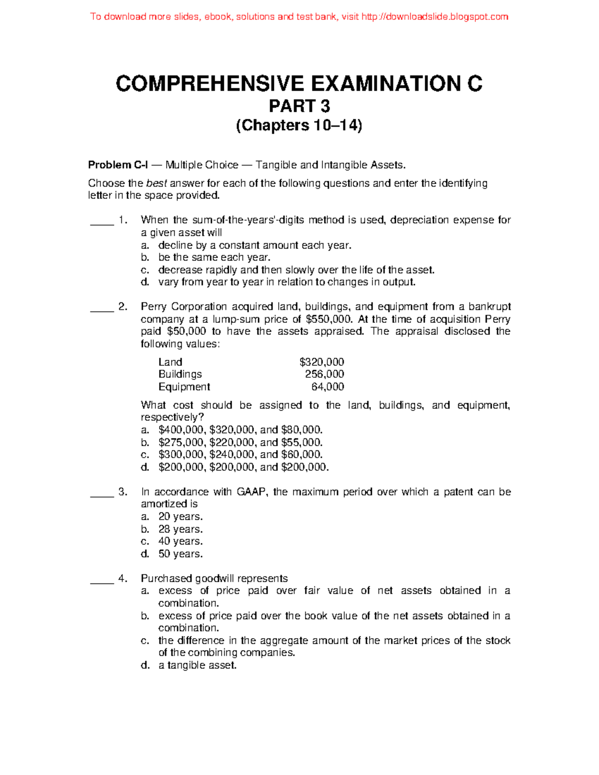 Comprehensive Exam C - Problem Set and Solutions - Studocu