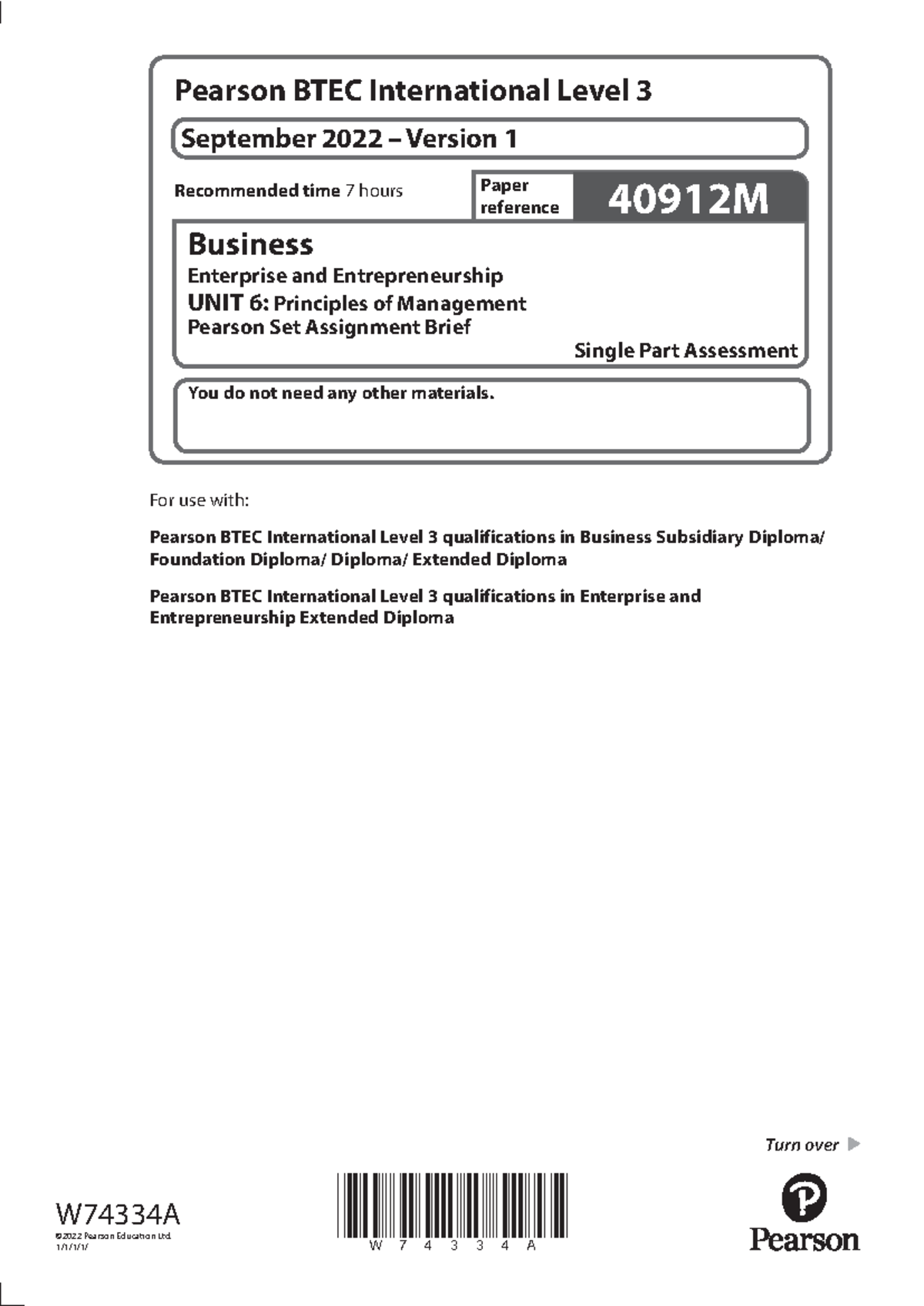 POM W74334A: Principles of Operations Management Assignment Brief - Studocu