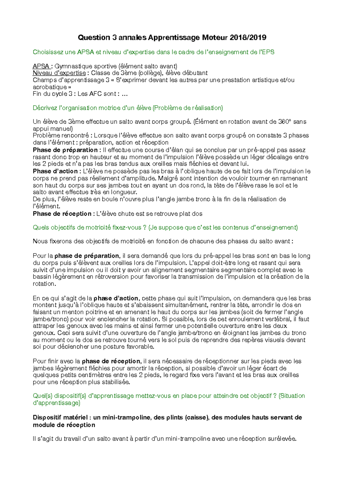 Q3 AM - Apprentissage moteur - Question 3 annales Apprentissage Moteur ...