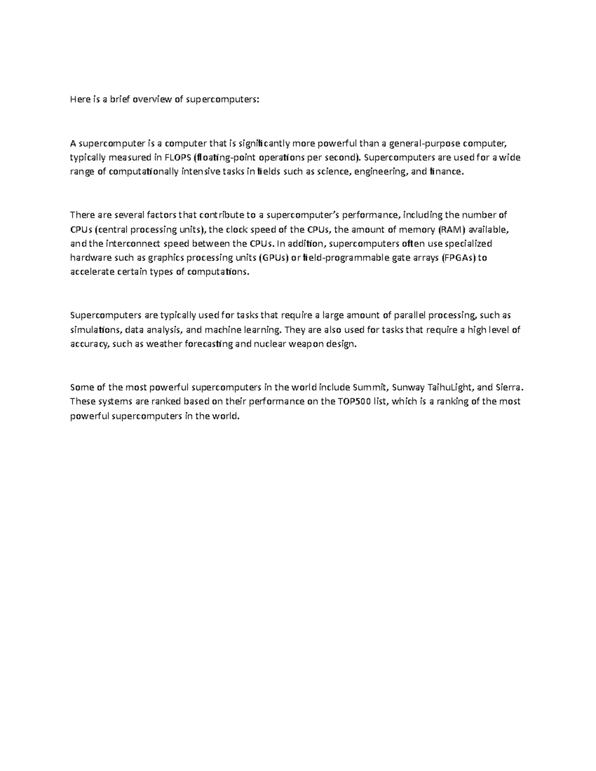 Lecture Notes on Supercomputers: Overview & Performance Factors - Studocu