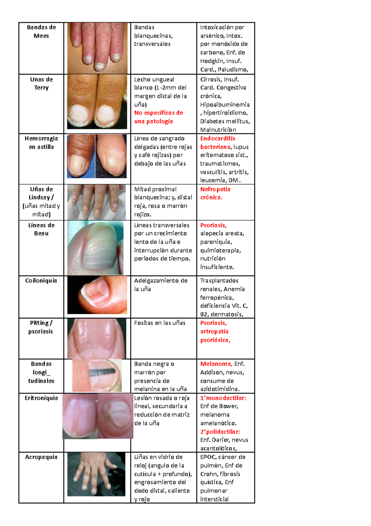 Semiología de Uñas: Signos y Patologías Asociadas en Medicina - Document Preview