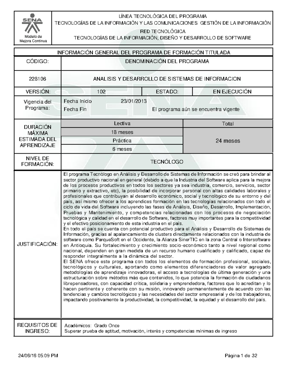 Contenido Programático del Programa Tecnológico en ADSI - SENA - Document Preview